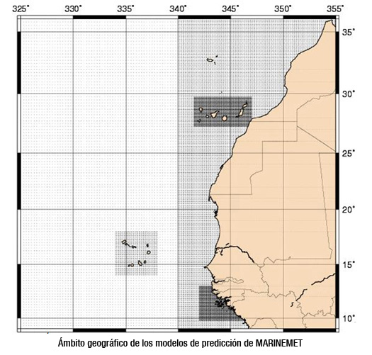 mbitos geogrficos de los modelos de prediccin de MARINEMET